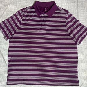 George Men's Purple and White Striped Polo Shirt XL